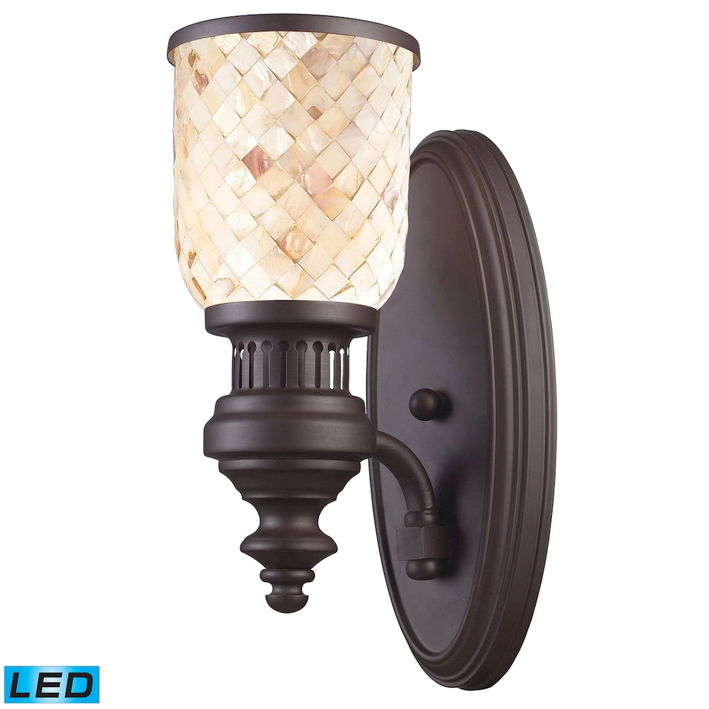 ELK SHOWROOM 66430-1-LED Chadwick 1-Light Sconce In OiLED Bronze And Cappa Shell - LED Offering Up To 800 Lumens (60 Watt Equ