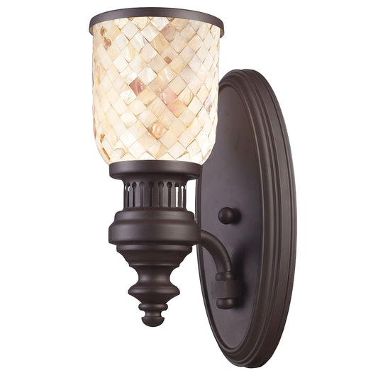 ELK SHOWROOM 66430-1 Chadwick 1-Light Wall Lamp in Oiled Bronze with Cappa Shell Shade