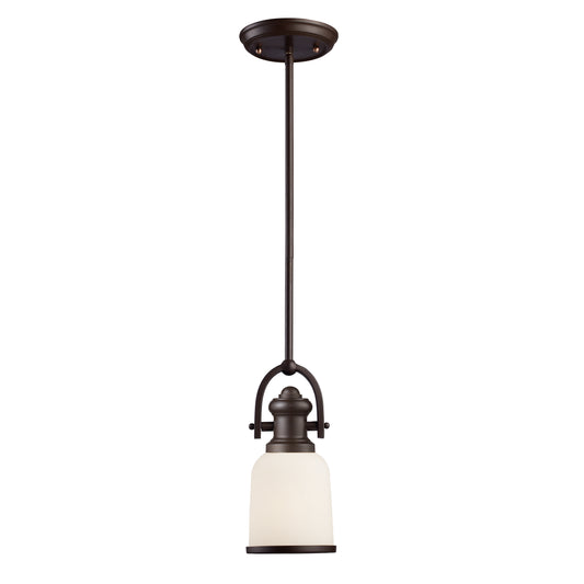 ELK SHOWROOM 66671-1 Brooksdale 5'' Wide 1-Light Mini Pendant - Oiled Bronze with White Glass