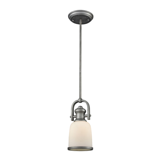 ELK SHOWROOM 66681-1-LA Brooksdale 1-Light Mini Pendant in Weathered Zinc with White Glass - Includes Adapter Kit