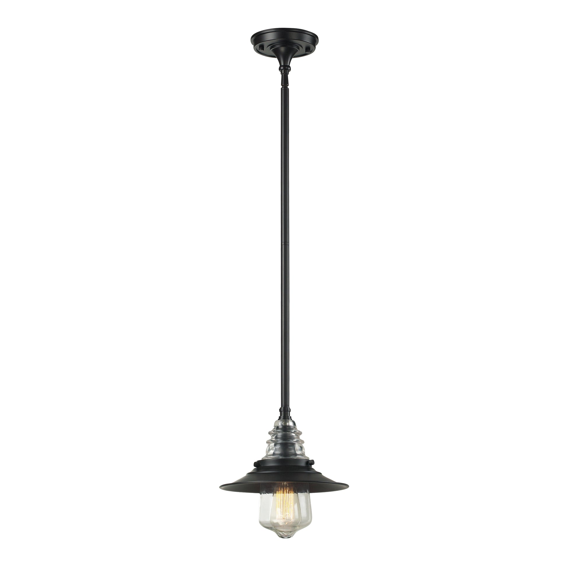 ELK SHOWROOM 66817-1 Insulator Glass 9'' Wide 1-Light Mini Pendant - Oiled Bronze