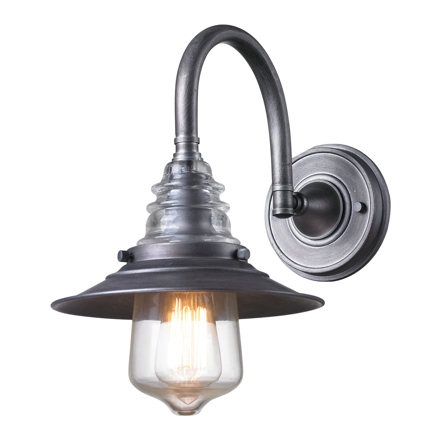 ELK SHOWROOM 66822-1 Insulator Glass 14'' High 1-Light Sconce - Weathered Zinc