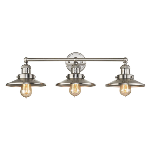 ELK SHOWROOM 67172/3 English Pub 28'' Wide 3-Light Vanity Light - Satin Nickel