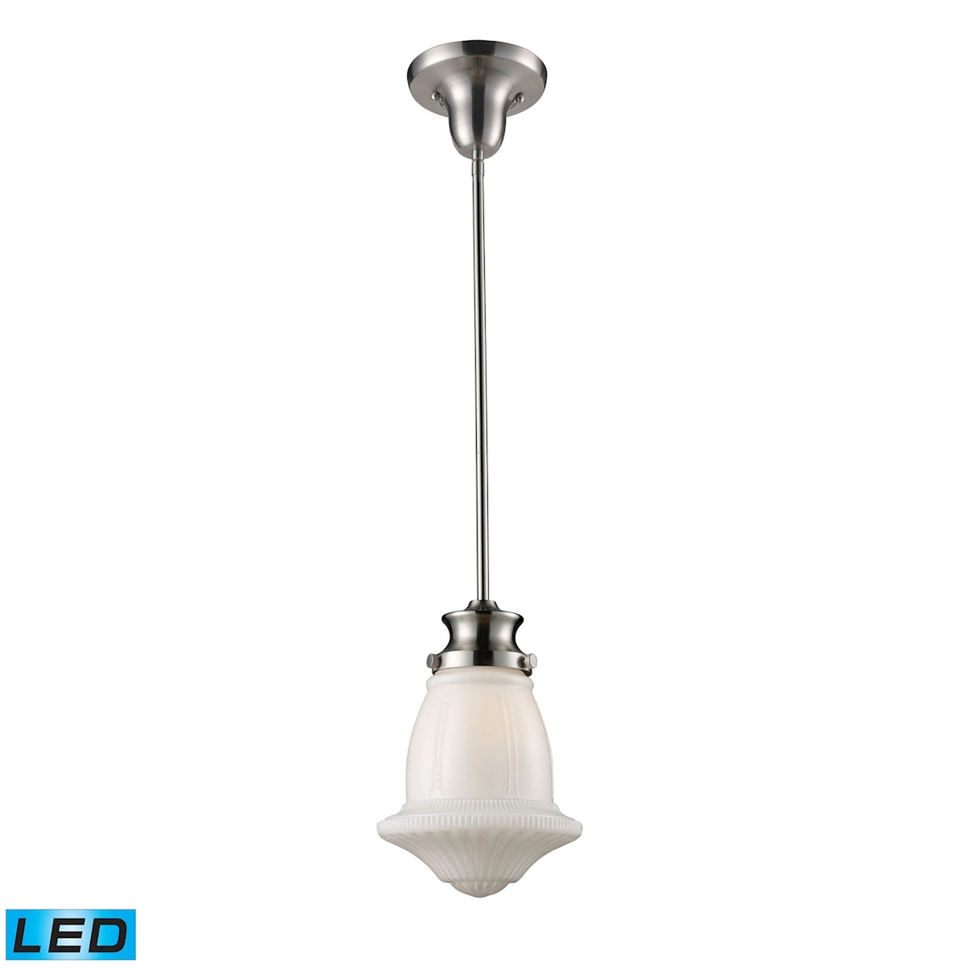 ELK SHOWROOM 69029-1-LED Schoolhouse 8'' Wide 1-Light Mini Pendant - Satin Nickel