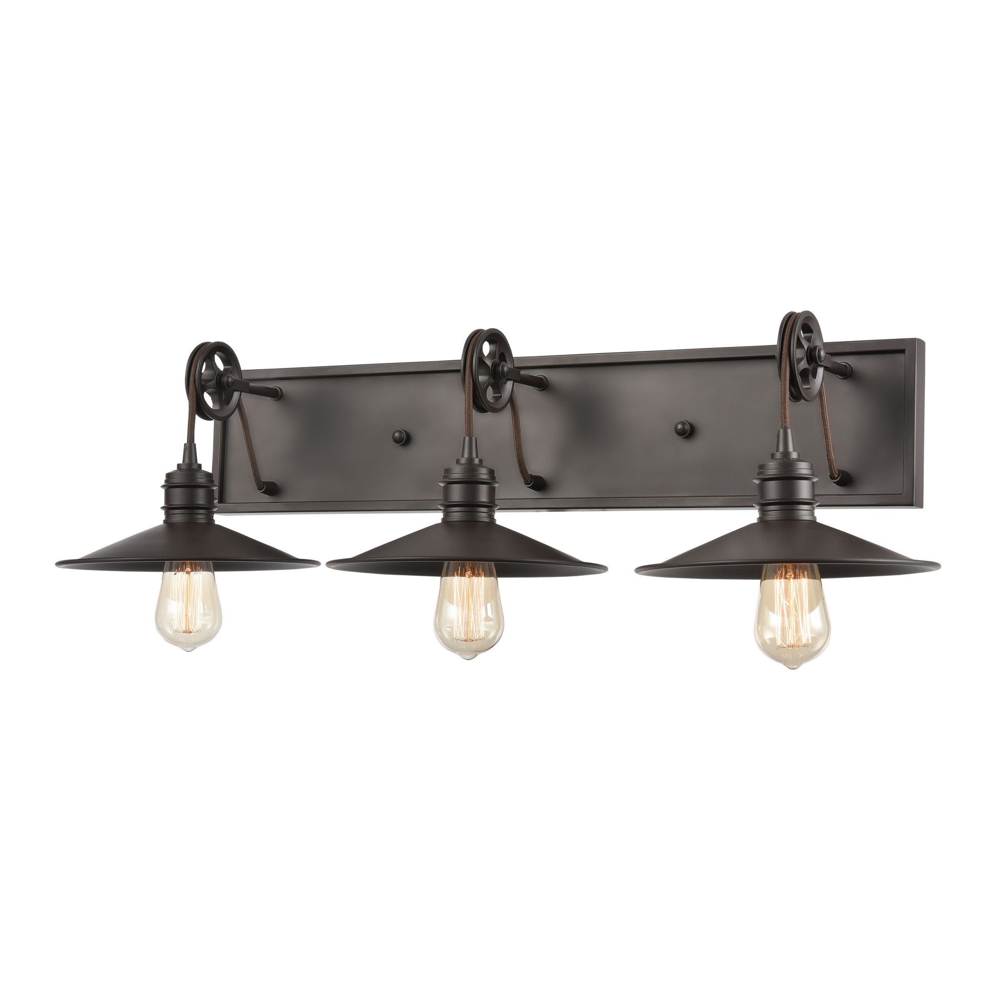 ELK SHOWROOM 69086/3 Spindle Wheel 31'' Wide 3-Light Vanity Light - Oil Rubbed Bronze