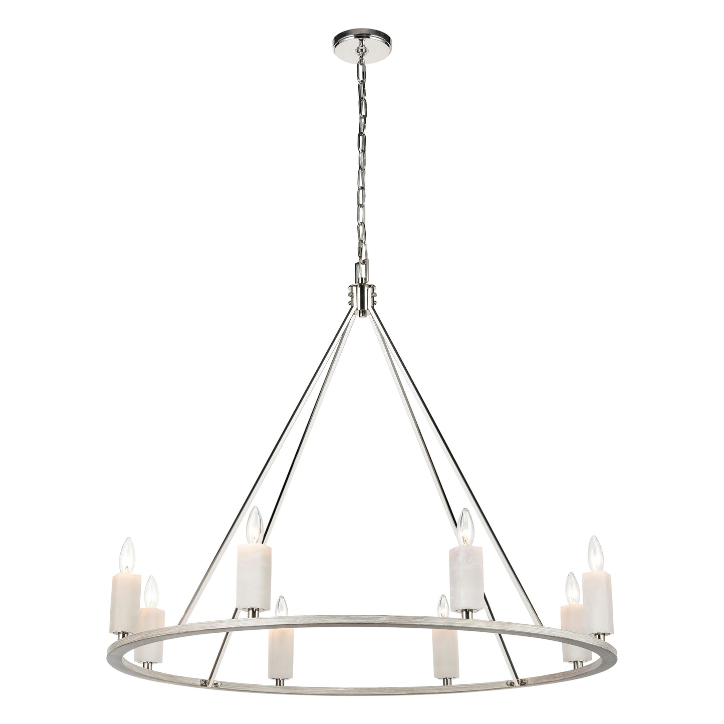 ELK SHOWROOM 69349/8 White Stone 39'' Wide 8-Light Chandelier - Polished Nickel