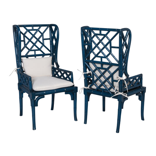 MARKETPLACE 694018P Bamboo Chair - Set of 2 Navy