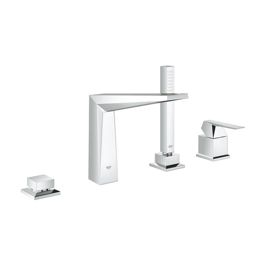 GROHE 19787001 Allure Brilliant Chrome 4-Hole Single-Handle Deck Mount Roman Tub Faucet with 1.75 GPM Hand Shower