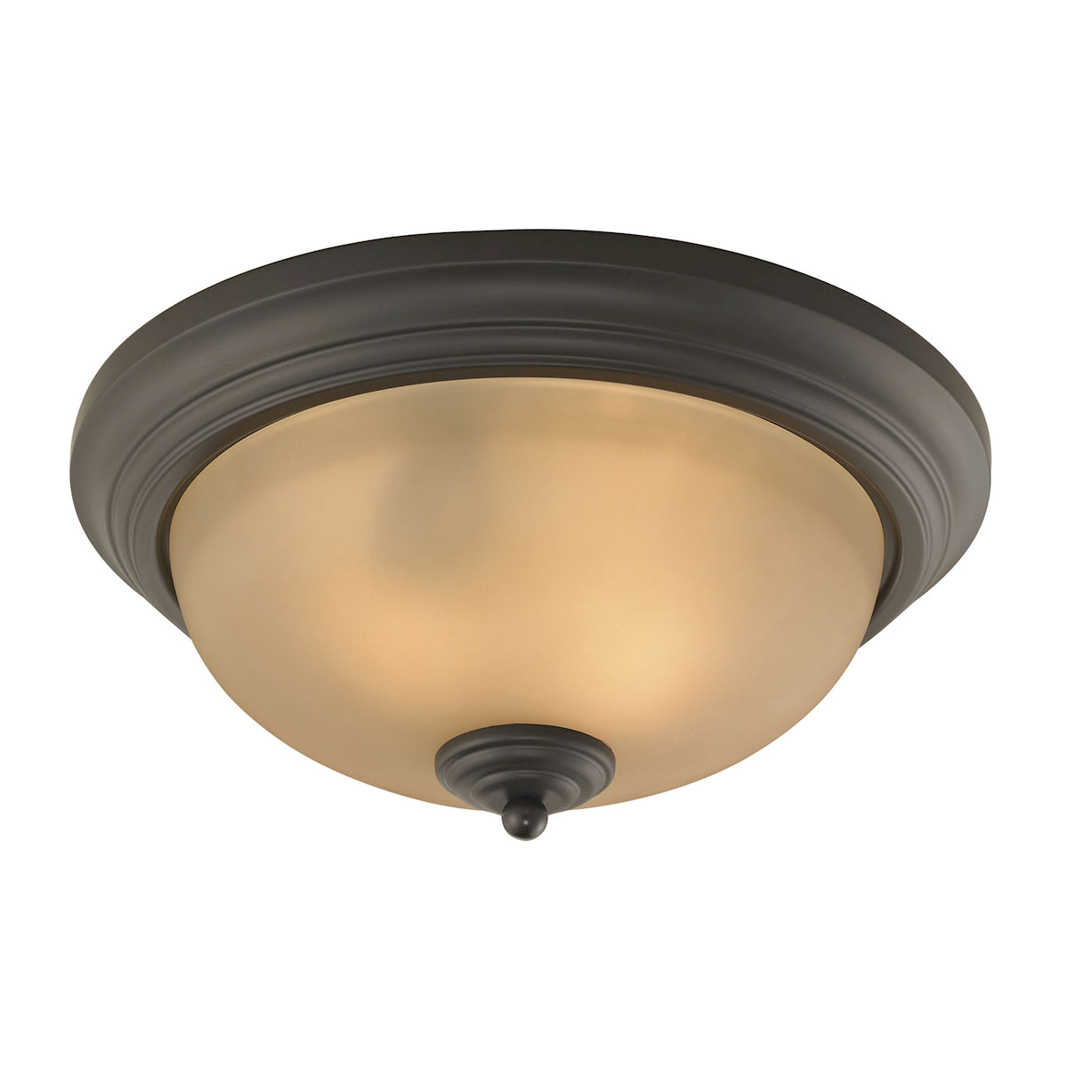 THOMAS 7003FM/10 Huntington 2-Light Ceiling Lamp in Oil Rubbed Bronze with Amber Glass