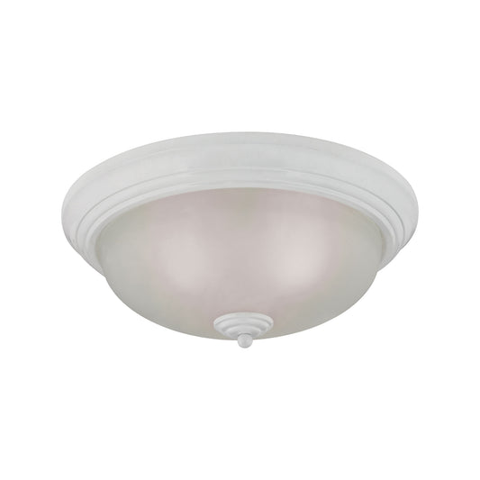 THOMAS 7013FM/40 Huntington 3-Light Flush Mount in White with Etched White Glass