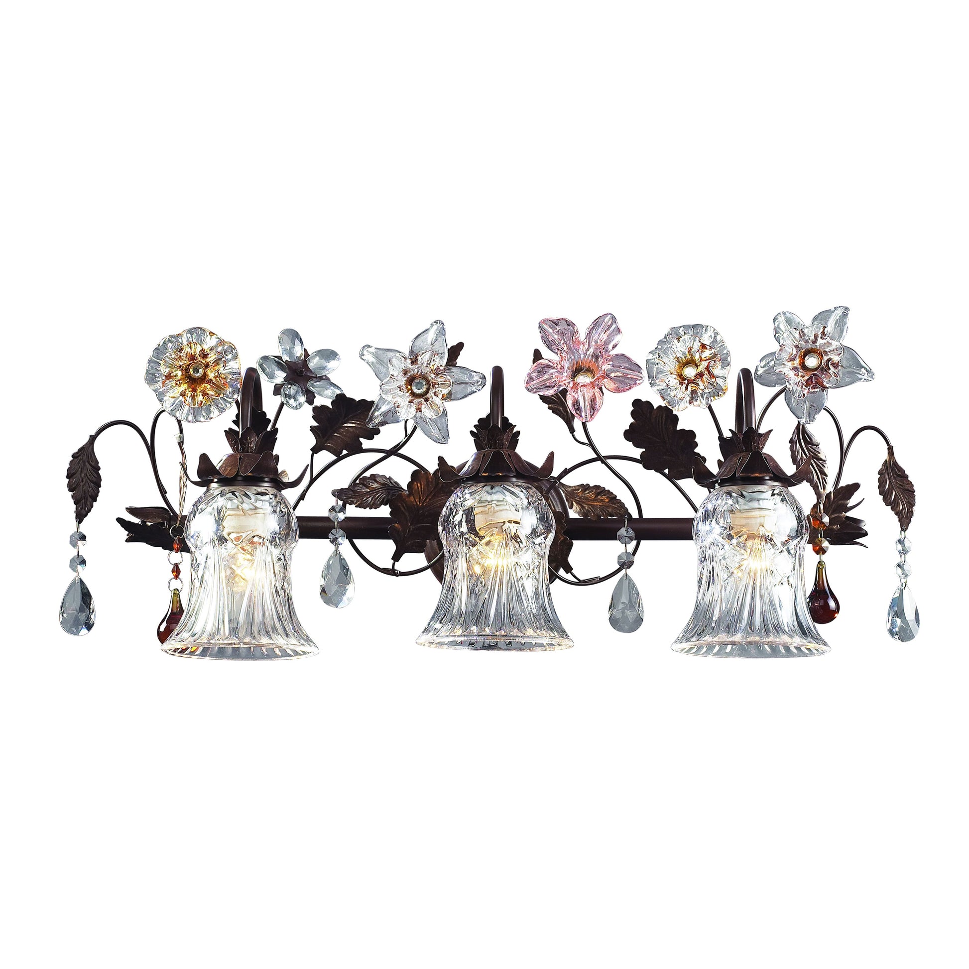 ELK SHOWROOM 7042/3 Cristallo Fiore 26'' Wide 3-Light Vanity Light - Deep Rust