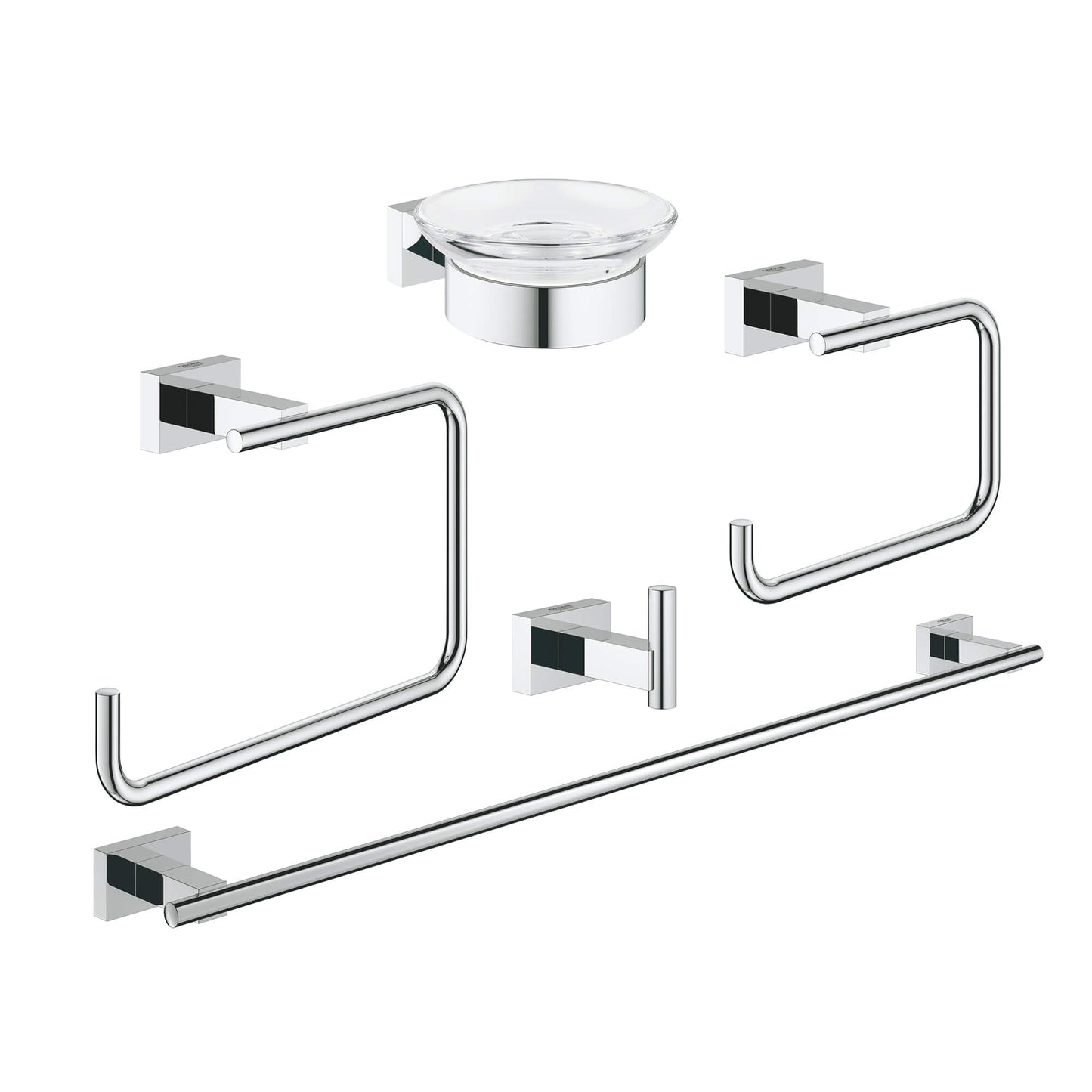 GROHE 40758001 Essentials Cube Chrome 5-in-1 Accessory Set