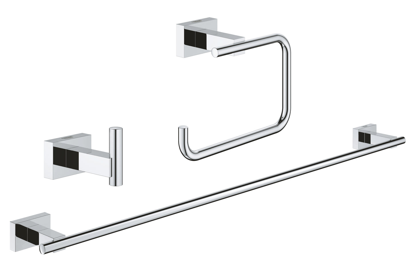 GROHE 40777001 Essentials Cube Chrome 3-in-1 Accessory Set