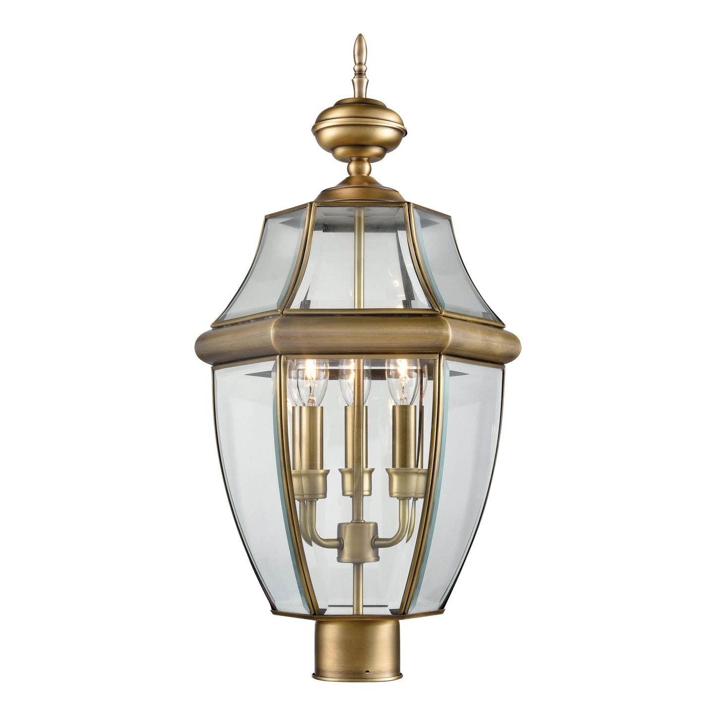 THOMAS 8603EP/89 Ashford 13'' High 3-Light Outdoor Post Light - Antique Brass