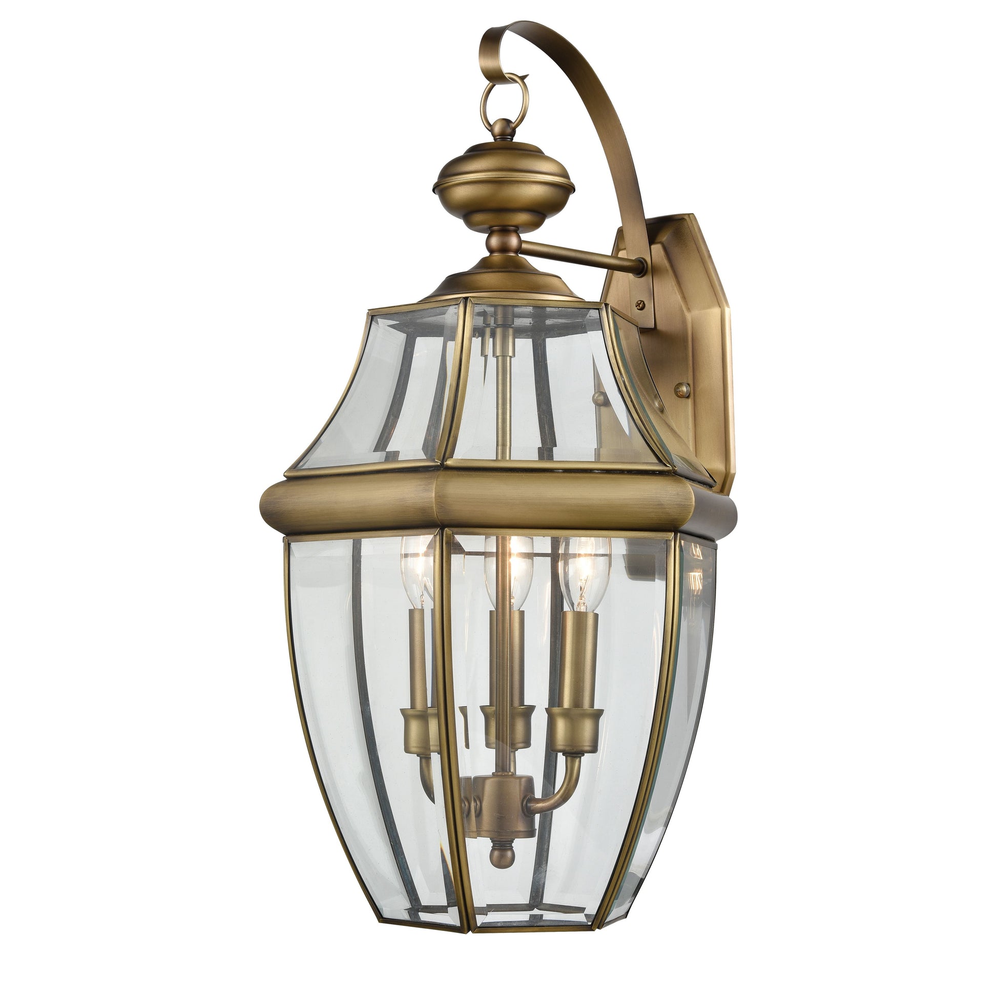 THOMAS 8603EW/89 Ashford 12'' High 3-Light Outdoor Sconce - Antique Brass