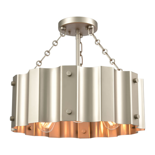 ELK SHOWROOM 89056/3 Clausten 17'' Wide 3-Light Semi Flush Mount - Satin Nickel