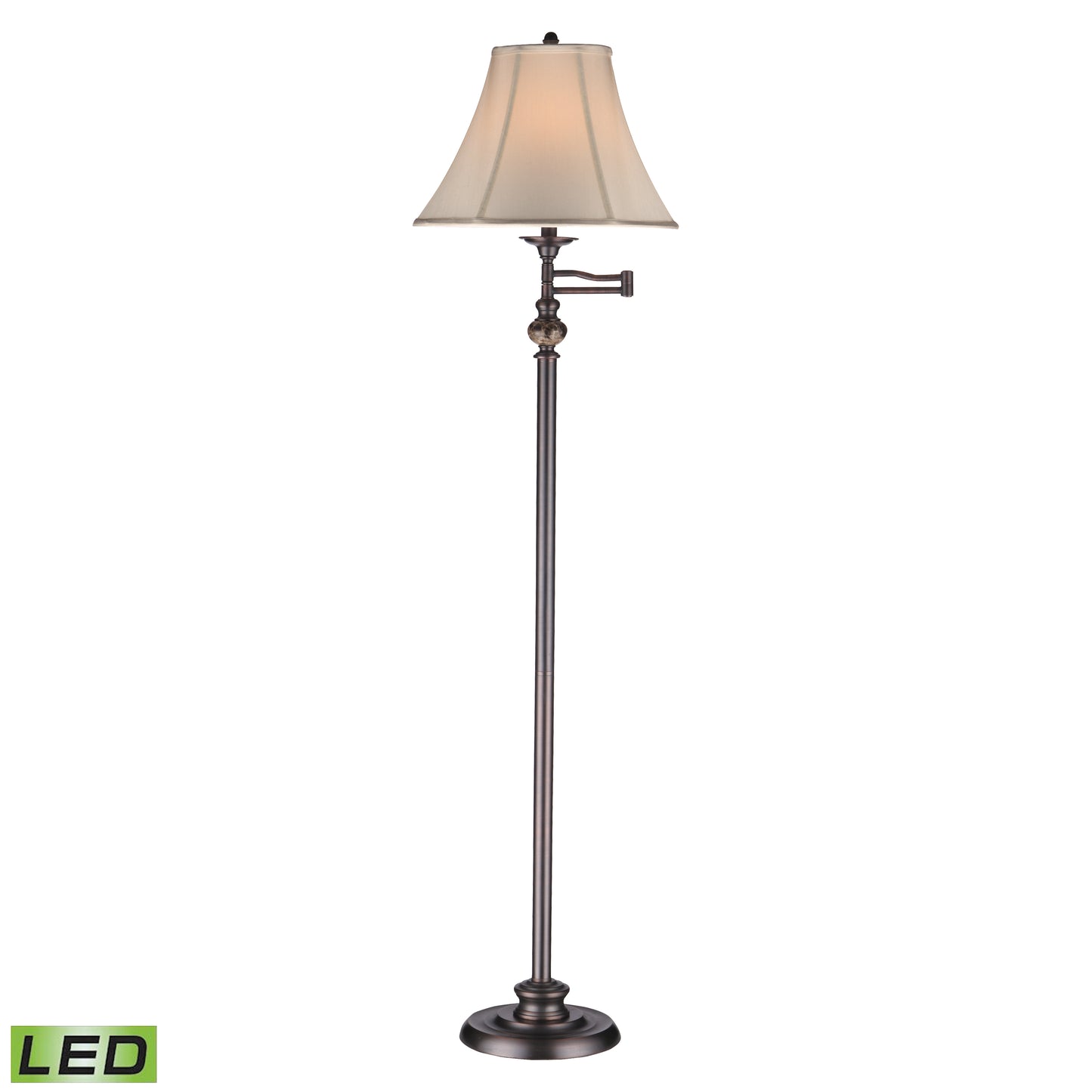 MARKETPLACE 97948-LED Turin 62.5'' High 1-Light Floor Lamp - Pewter - Includes LED Bulb