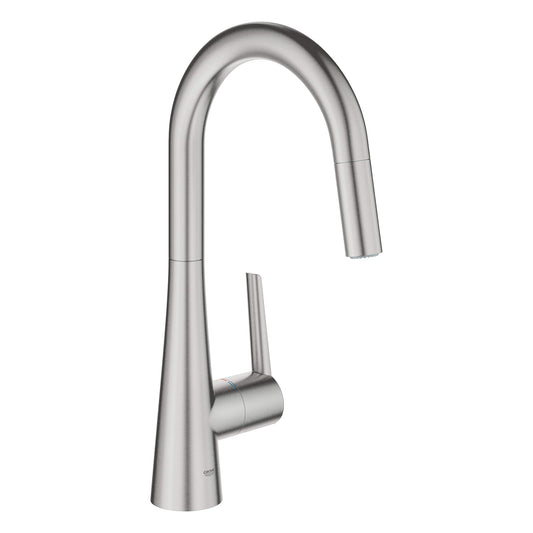 GROHE 32226DC3 Grohe Zedra Supersteel Single-Handle Pull Down Kitchen Faucet Dual Spray 1.75 GPM