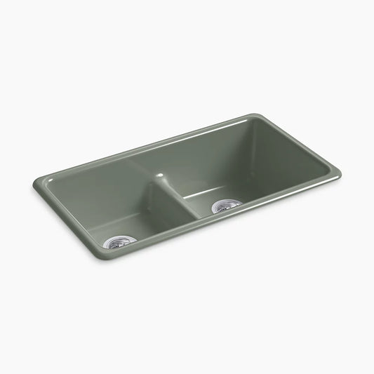 Kohler K-5312-42 Iron/Tones Smart Divide 33 In. Top-/Undermount Double-Bowl Kitchen Sink In Aspen Green