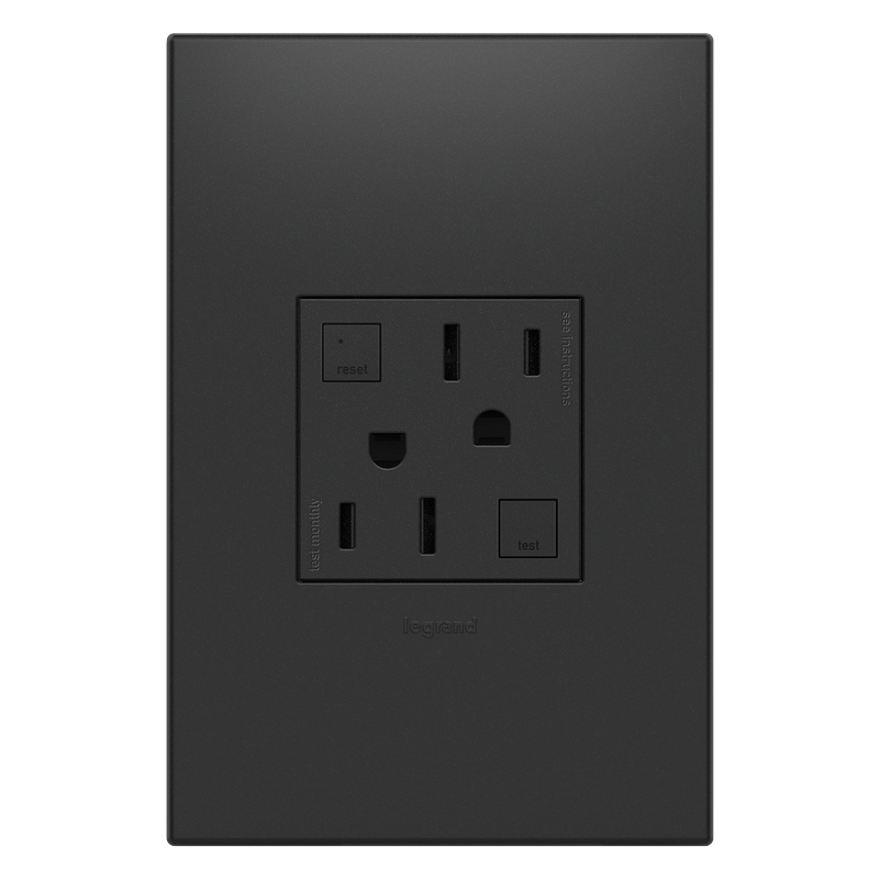 LEGRAND AGFTR2152G4 ADORNE  Tamper-Resistant 15A Duplex Self-Test GFCI Receptacles, Graphite