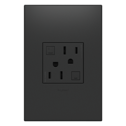 LEGRAND AGFTR2152G4 ADORNE  Tamper-Resistant 15A Duplex Self-Test GFCI Receptacles, Graphite