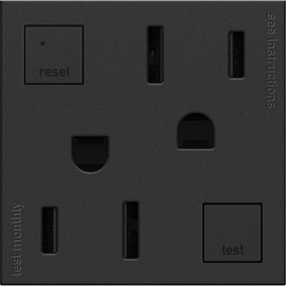 LEGRAND AGFTR2152G4 ADORNE  Tamper-Resistant 15A Duplex Self-Test GFCI Receptacles, Graphite