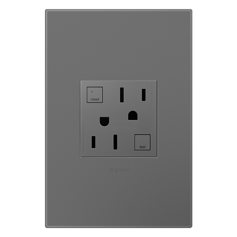 LEGRAND AGFTR2152M4 ADORNE  Tamper-Resistant 15A Duplex Self-Test GFCI Receptacles, Magnesium