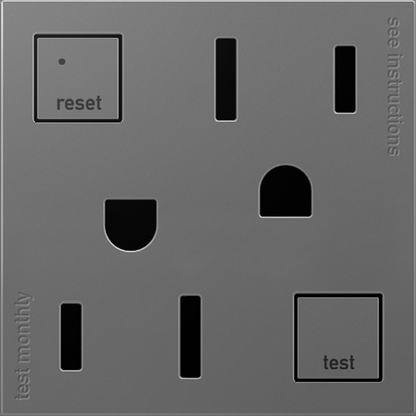 LEGRAND AGFTR2152M4 ADORNE  Tamper-Resistant 15A Duplex Self-Test GFCI Receptacles, Magnesium