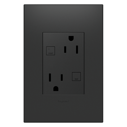 LEGRAND AGFTR2153G4 ADORNE  Plus Size Tamper-Resistant 15A Duplex Self-Test GFCI Receptacles, Graphite