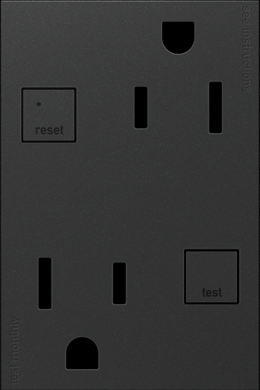 LEGRAND AGFTR2153G4 ADORNE  Plus Size Tamper-Resistant 15A Duplex Self-Test GFCI Receptacles, Graphite