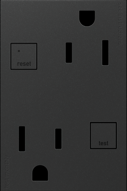 LEGRAND AGFTR2153G4 ADORNE  Plus Size Tamper-Resistant 15A Duplex Self-Test GFCI Receptacles, Graphite