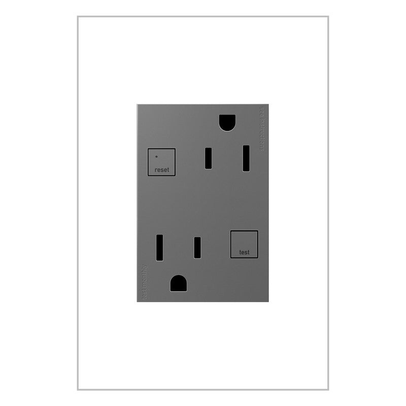 LEGRAND AGFTR2153M4 ADORNE  Plus Size Tamper-Resistant 15A Duplex Self-Test GFCI Receptacles, Magnesium