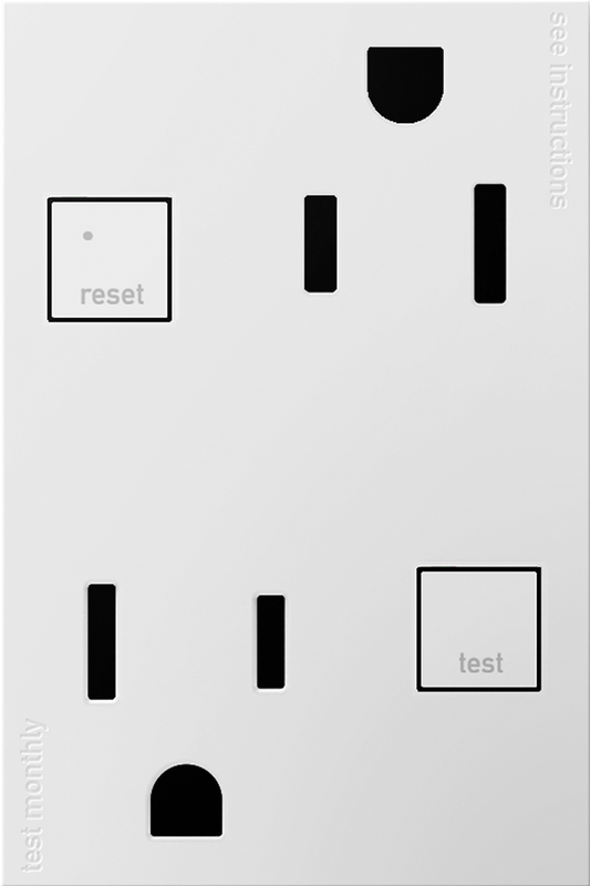 LEGRAND AGFTR2153W4 ADORNE  Plus Size Tamper-Resistant 15A Duplex Self-Test GFCI Receptacles, White