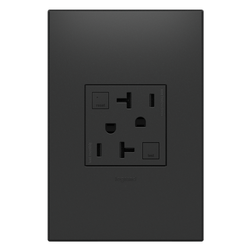 LEGRAND AGFTR2202G4 ADORNE  Tamper-Resistant 20A Duplex Self-Test GFCI Receptacles, Graphite