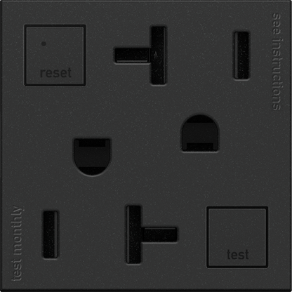 LEGRAND AGFTR2202G4 ADORNE  Tamper-Resistant 20A Duplex Self-Test GFCI Receptacles, Graphite