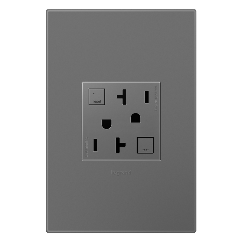 LEGRAND AGFTR2202M4 ADORNE  Tamper-Resistant 20A Duplex Self-Test GFCI Receptacles, Magnesium