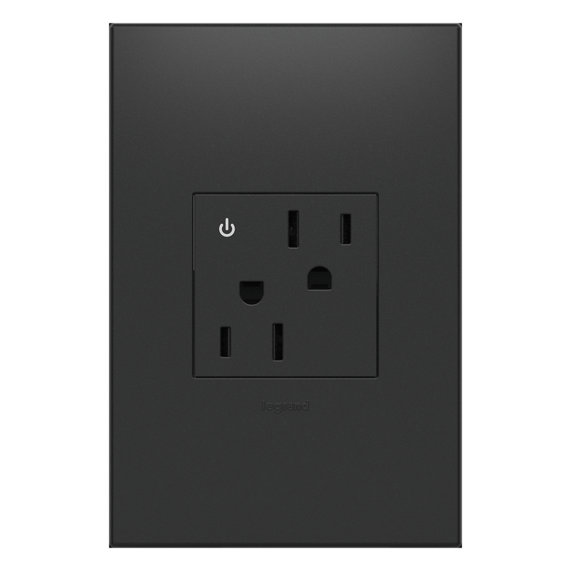 LEGRAND ARCD152G10 ADORNE  15A Tamper-Resistant Dual-Controlled Outlet, Graphite