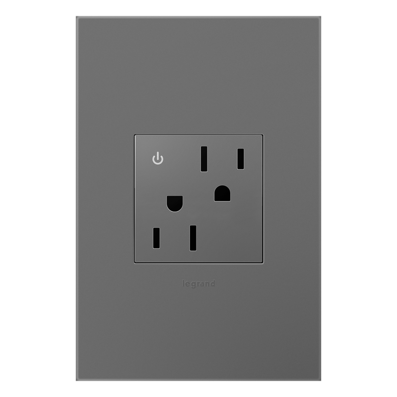 LEGRAND ARCD152M10 ADORNE  15A Tamper-Resistant Dual-Controlled Outlet, Magnesium