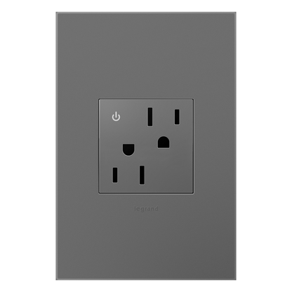 LEGRAND ARCD152M10 ADORNE  15A Tamper-Resistant Dual-Controlled Outlet, Magnesium