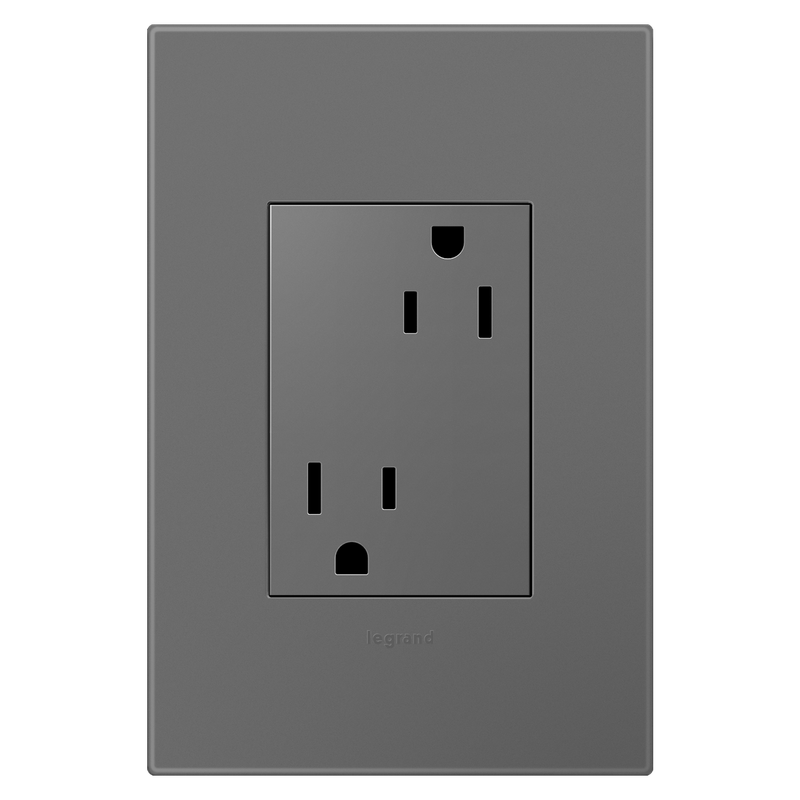 LEGRAND ARTR153M4 ADORNE  15A Dual Tamper-Resistant Plus-Size Outlet,Magnesium