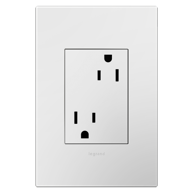 LEGRAND ARTR153W4 ADORNE  15A Dual Tamper-Resistant Plus-Size Outlet, White
