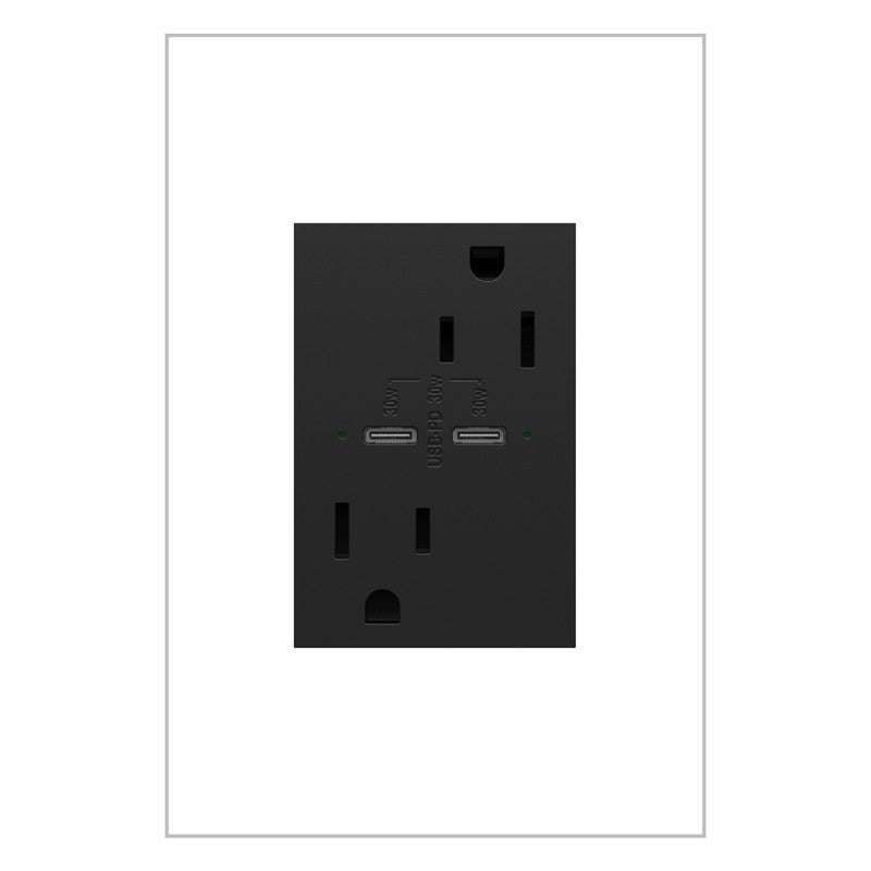 LEGRAND ARTRUSB15PD30G4 ADORNE  15A Tamper-Resistant Ultra-Fast Plus Power Delivery USB Type-C/C Outlet, Plus-Size, Graphite