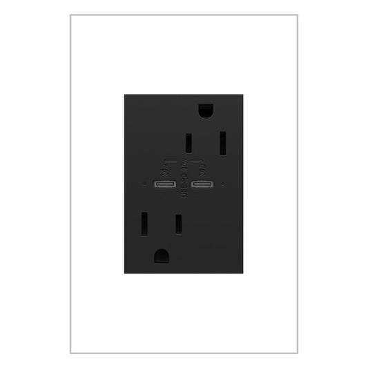 LEGRAND ARTRUSB15PD30G4 ADORNE  15A Tamper-Resistant Ultra-Fast Plus Power Delivery USB Type-C/C Outlet, Plus-Size, Graphite