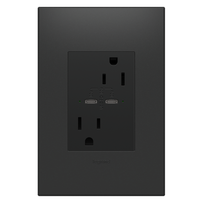 LEGRAND ARTRUSB15PD30G4 ADORNE  15A Tamper-Resistant Ultra-Fast Plus Power Delivery USB Type-C/C Outlet, Plus-Size, Graphite