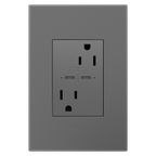 LEGRAND ARTRUSB15PD30M4 ADORNE  15A Tamper-Resistant Ultra-Fast Plus Power Delivery USB Type-C/C Outlet, Plus-Size, Magnesium