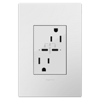 LEGRAND ARTRUSB15PD30W4 ADORNE  15A Tamper-Resistant Ultra-Fast Plus Power Delivery USB Type-C/C Outlet, Plus-Size, White
