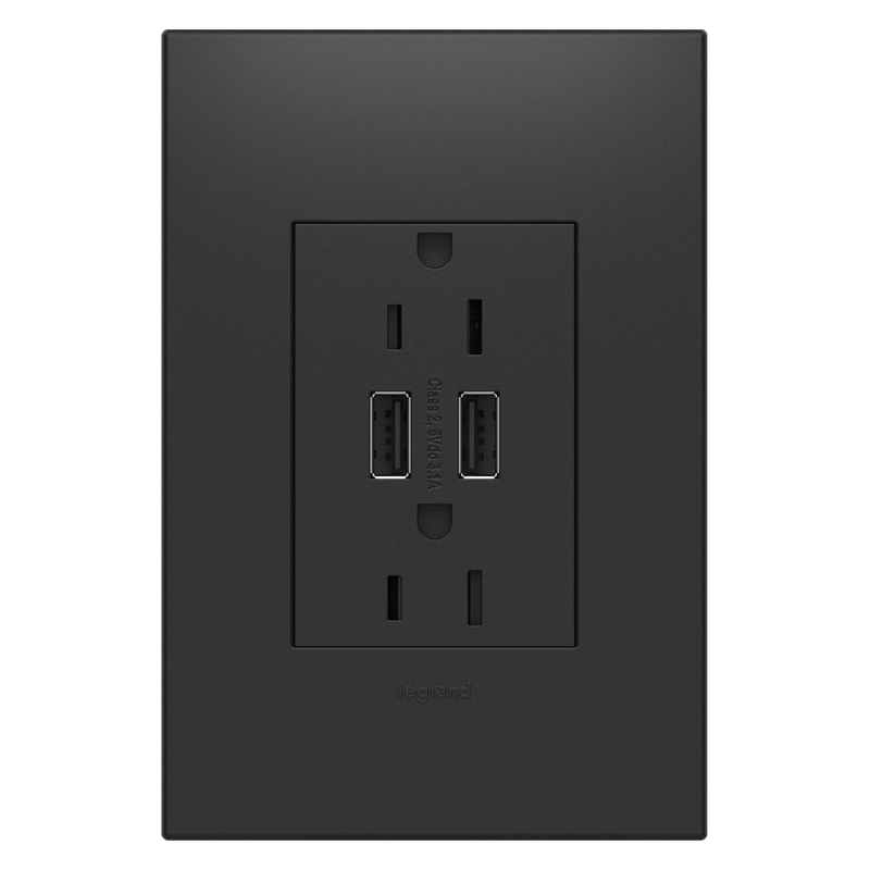 LEGRAND ARTRUSB153G4 ADORNE  Dual-USB Outlet , Graphite