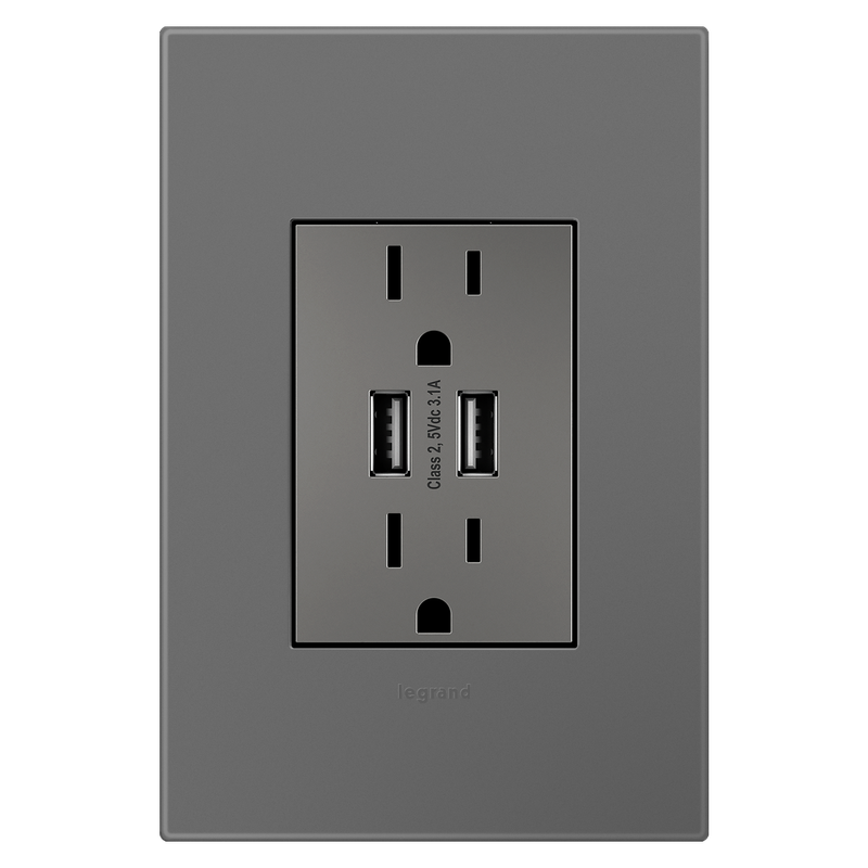 LEGRAND ARTRUSB153M4 ADORNE  Dual-USB Outlet , Magnesium