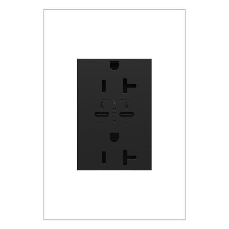 LEGRAND ARTRUSB20PD30G4 ADORNE  20A Tamper-Resistant Ultra-Fast Plus Power Delivery USB Type-C/C Outlet, Plus-Size, Graphite