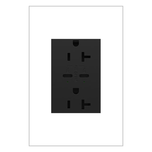 LEGRAND ARTRUSB20PD30G4 ADORNE  20A Tamper-Resistant Ultra-Fast Plus Power Delivery USB Type-C/C Outlet, Plus-Size, Graphite